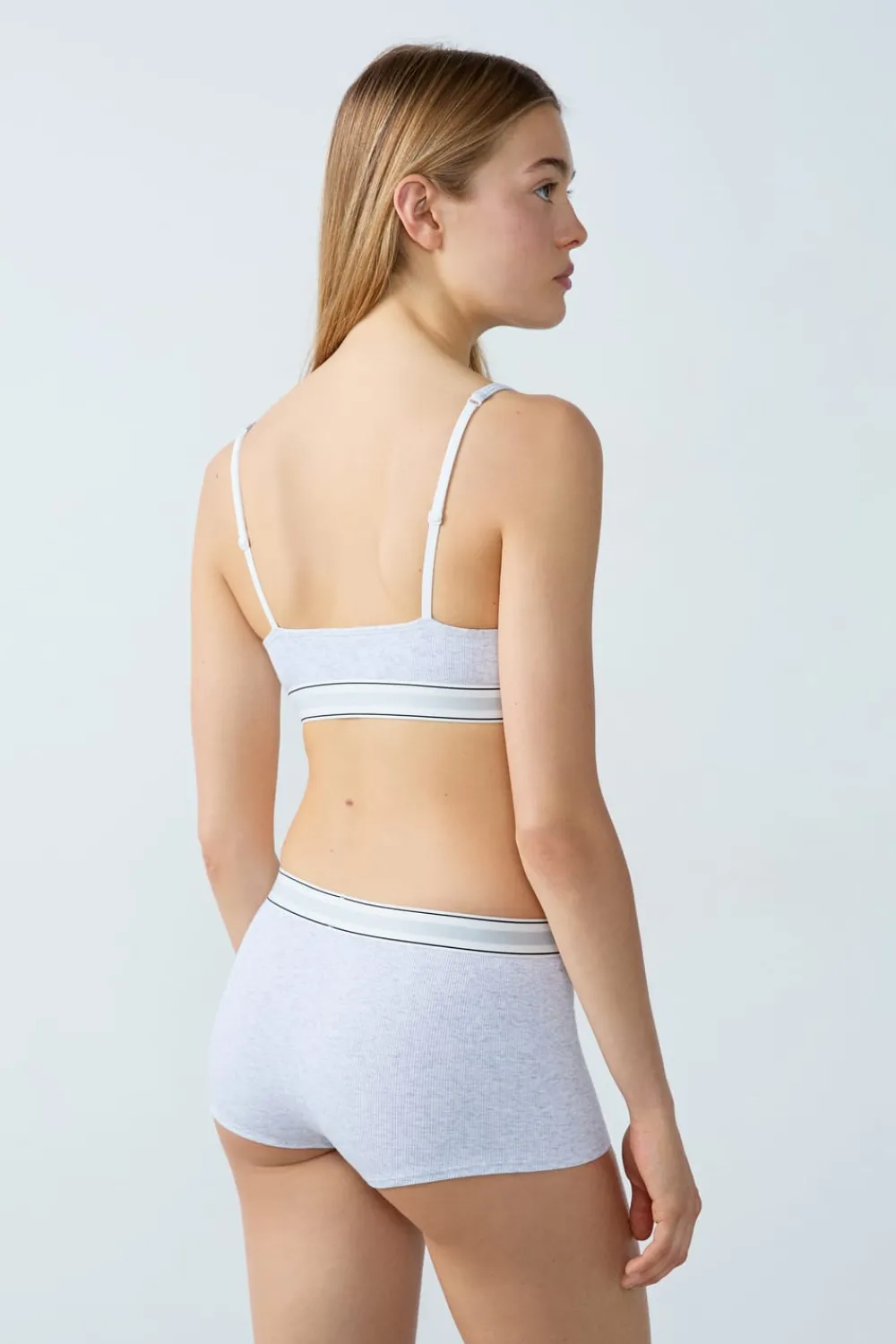 Outlet ETAM Bralette de algodón acanalado GRIS CLARO