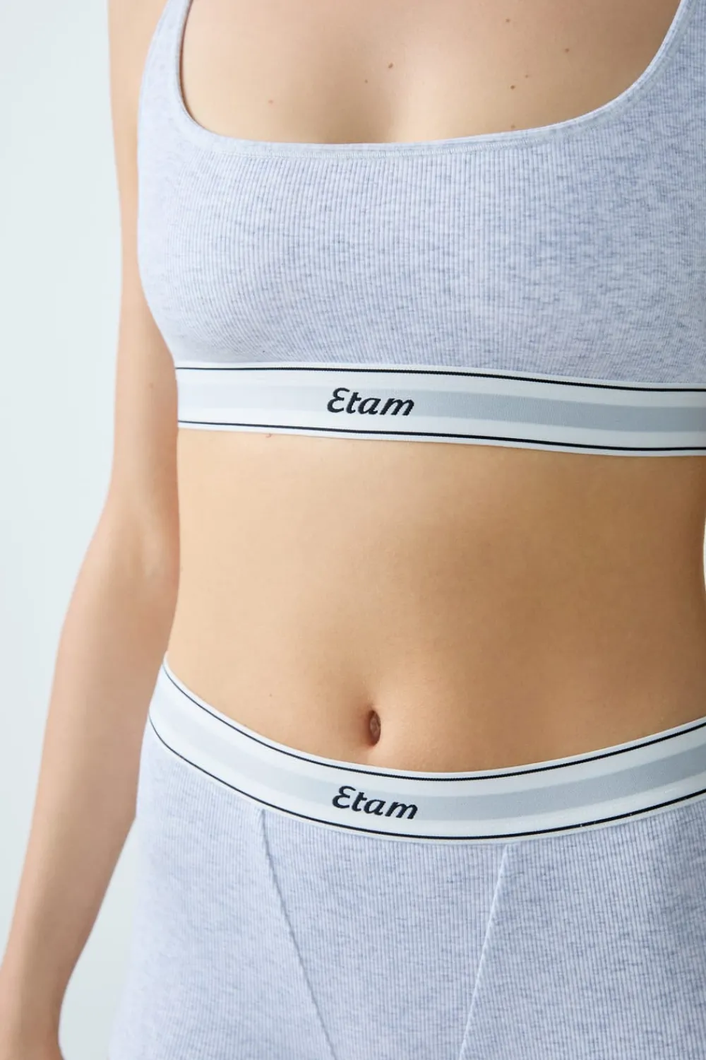 Outlet ETAM Bralette de algodón acanalado GRIS CLARO