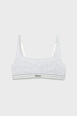 Outlet ETAM Bralette de algodón acanalado GRIS CLARO