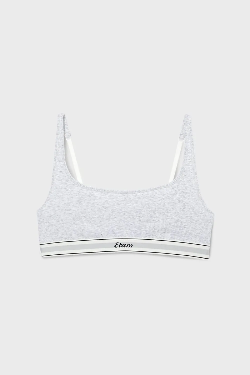 Outlet ETAM Bralette de algodón acanalado GRIS CLARO