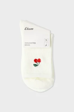 Discount ETAM Calcetines acanalados con algodón y estampado de cerezas crudo