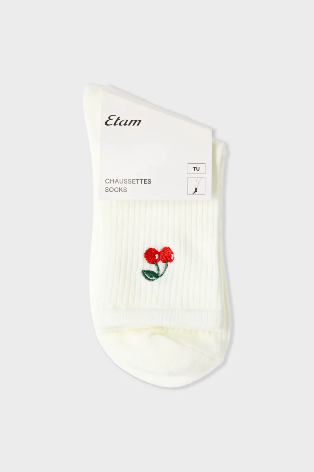 Discount ETAM Calcetines acanalados con algodón y estampado de cerezas crudo