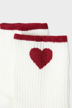 New ETAM Calcetines acanalados con algodón y estampado de corazones crudo