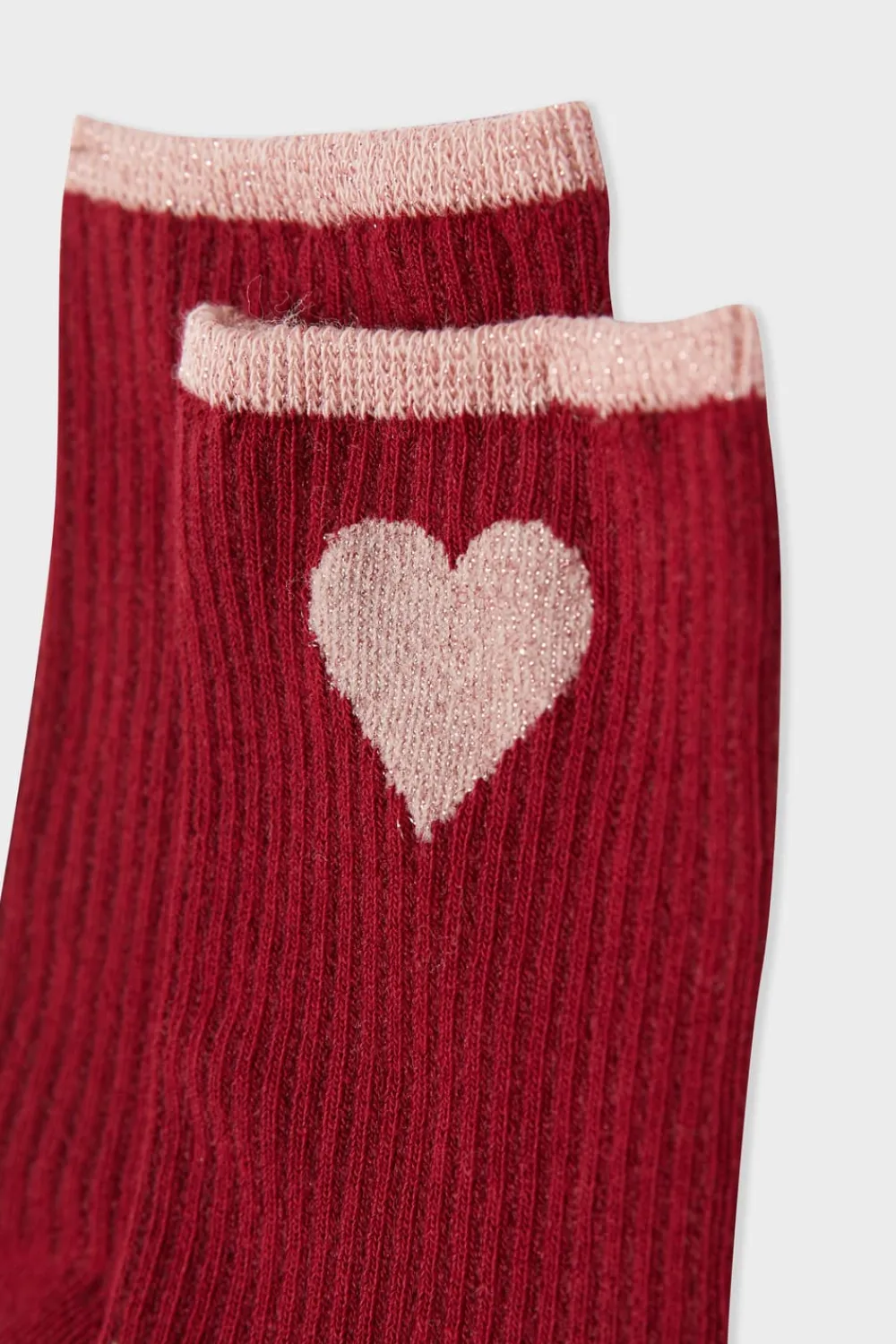 Best ETAM Calcetines acanalados con algodón y estampado de corazones BURDEOS GRANATE