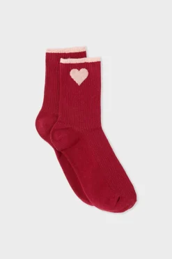 Best ETAM Calcetines acanalados con algodón y estampado de corazones BURDEOS GRANATE