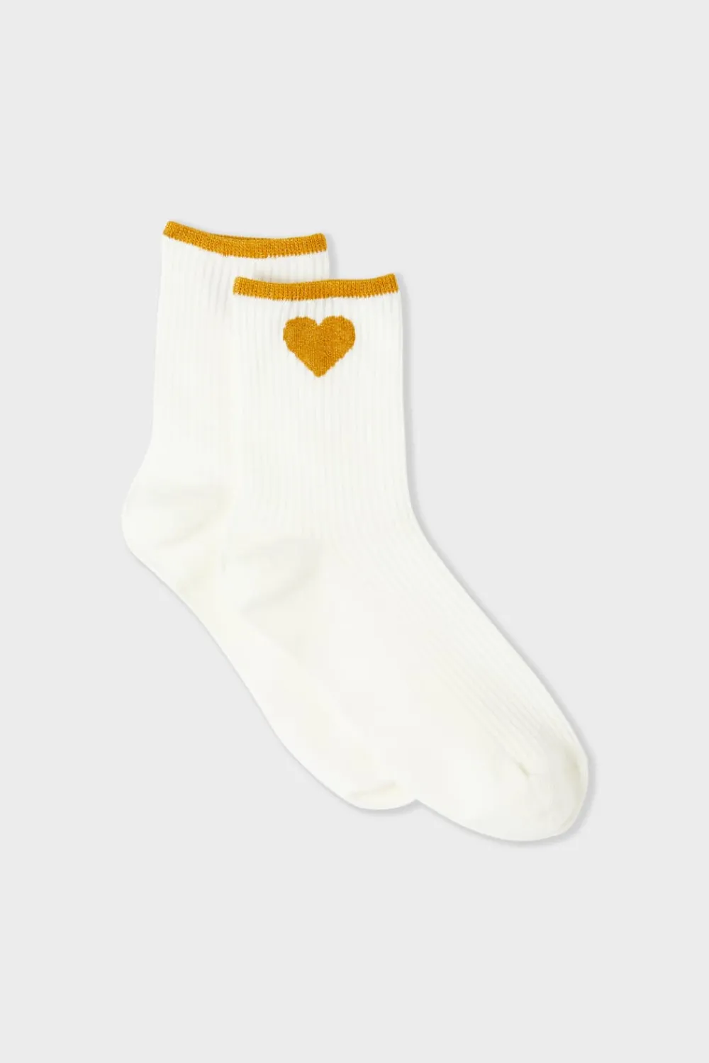 Sale ETAM Calcetines acanalados con algodón y estampado de corazones PERLA