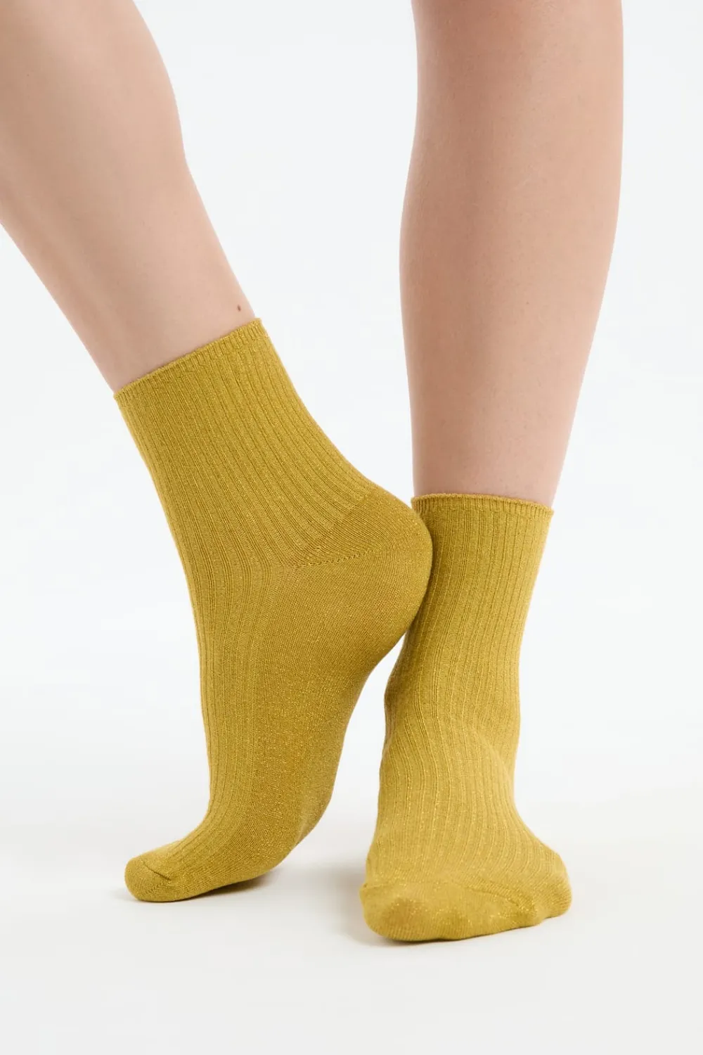 Best ETAM Calcetines brillantes con algodón AMARILLO ÁCIDO