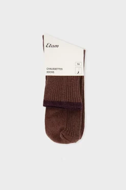 Online ETAM Calcetines brillantes con algodón CHOCOLATE