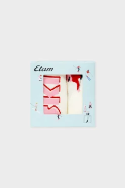 ETAM Calcetines con letras de algodón CRUDO
