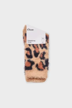 Discount ETAM Calcetines de punto grueso con estampado de leopardo MARRÓN