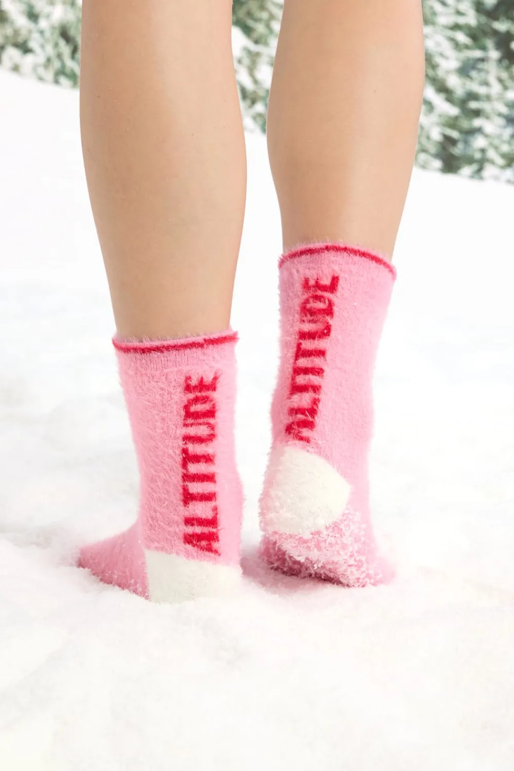 Hot ETAM Calcetines de tejido ultrasuave con texto ROSA