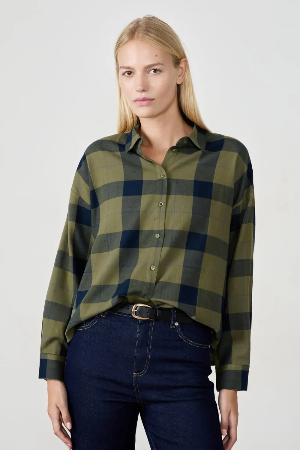 New ETAM Camisa a cuadros CAQUI