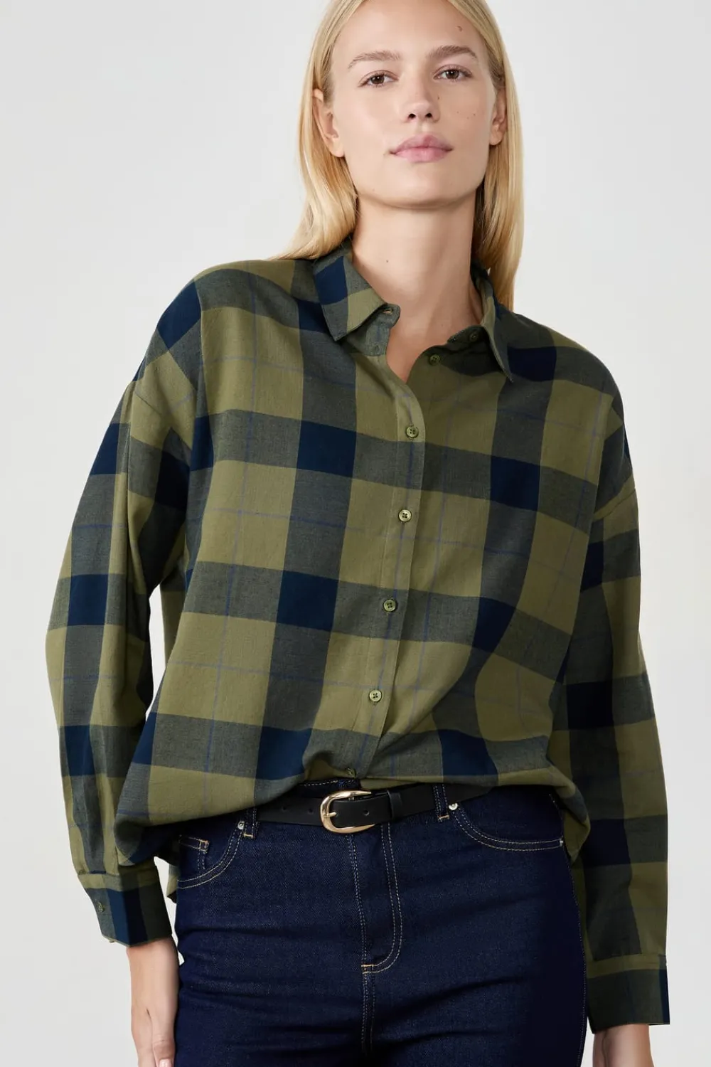 New ETAM Camisa a cuadros CAQUI