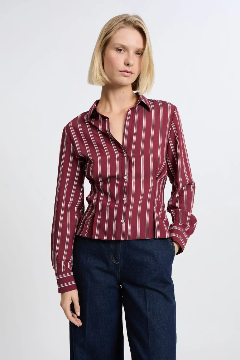 Online ETAM Camisa a rayas BURDEOS GRANATE