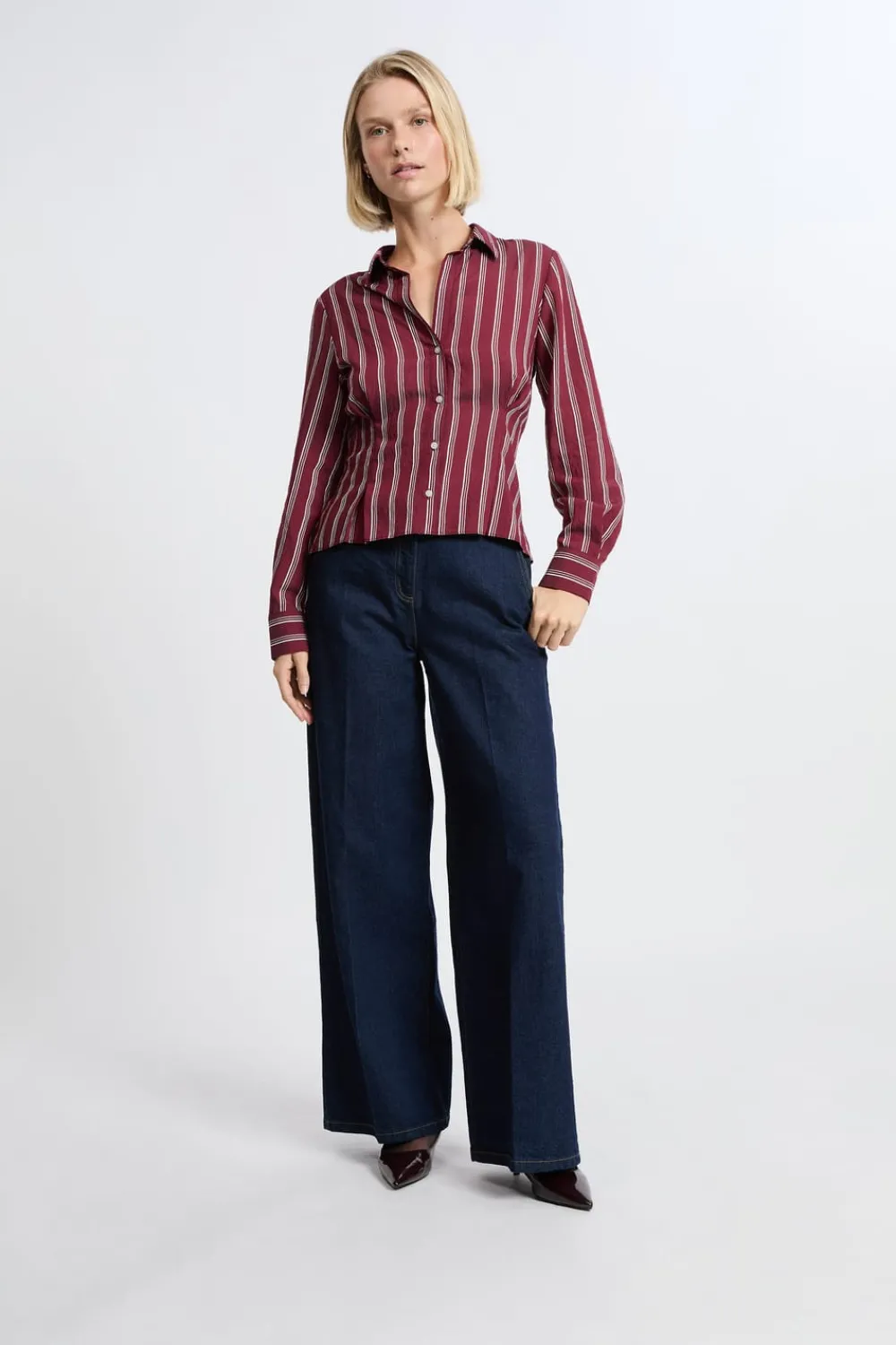 Online ETAM Camisa a rayas BURDEOS GRANATE