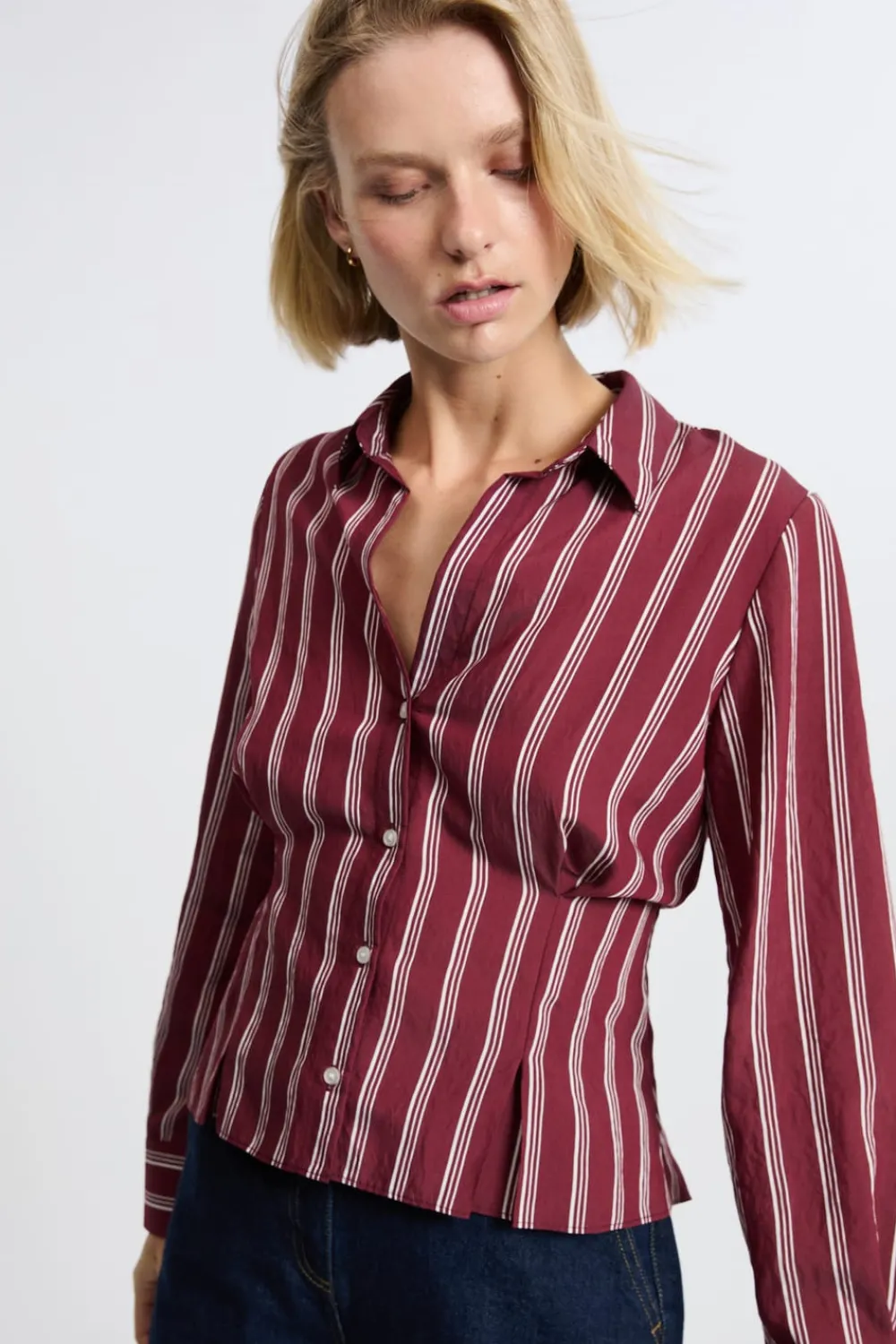Online ETAM Camisa a rayas BURDEOS GRANATE