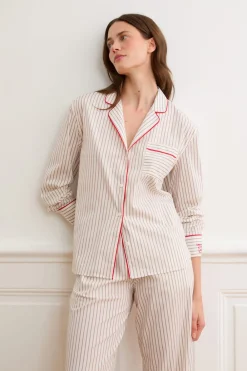 Hot ETAM Camisa a rayas con algodón CRUDO
