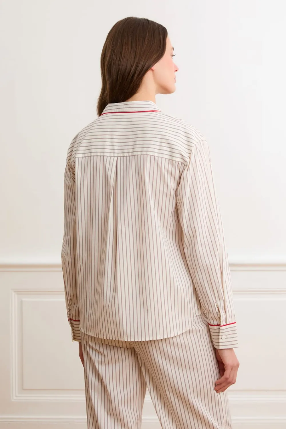 Hot ETAM Camisa a rayas con algodón CRUDO