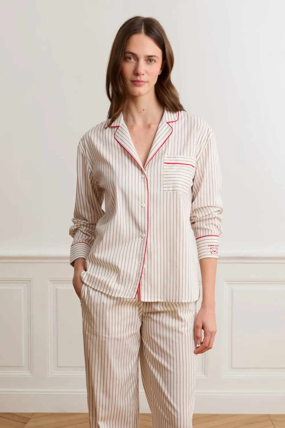 Hot ETAM Camisa a rayas con algodón CRUDO