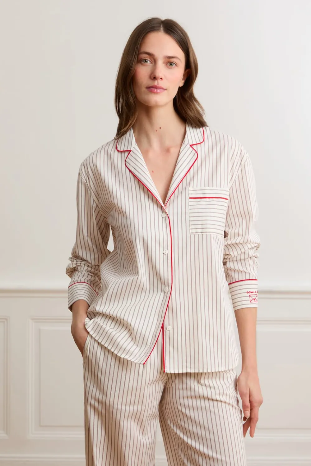 Hot ETAM Camisa a rayas con algodón CRUDO