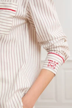 Hot ETAM Camisa a rayas con algodón CRUDO