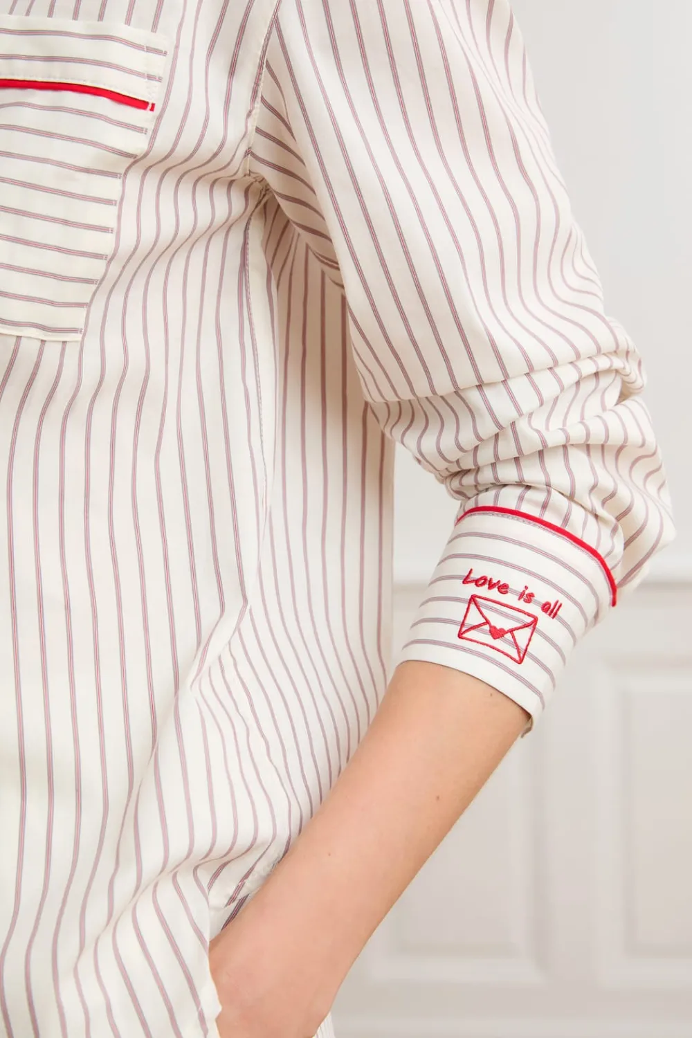 Hot ETAM Camisa a rayas con algodón CRUDO