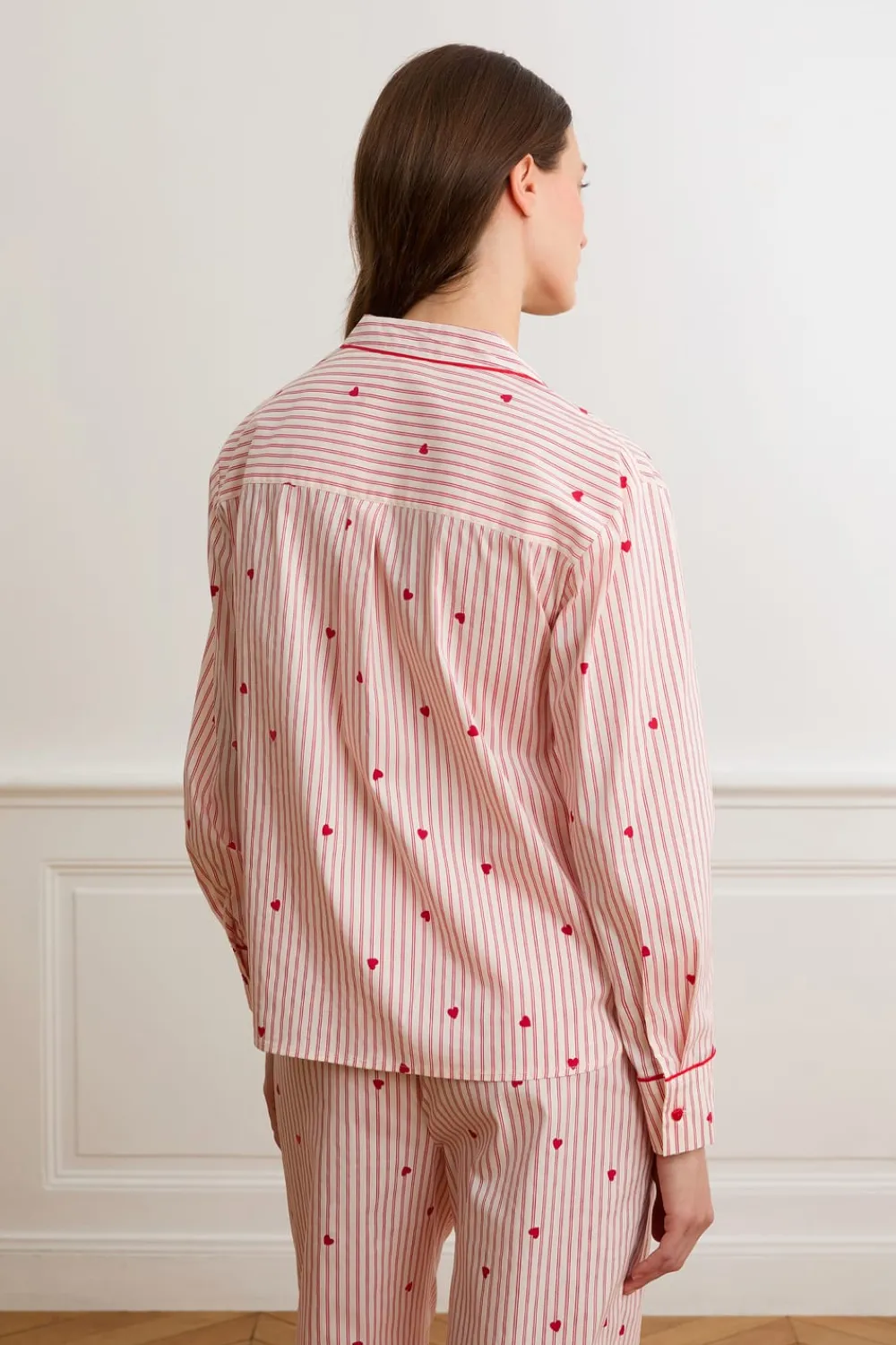 Outlet ETAM Camisa a rayas y corazones de algodón IMP FD BLANCO