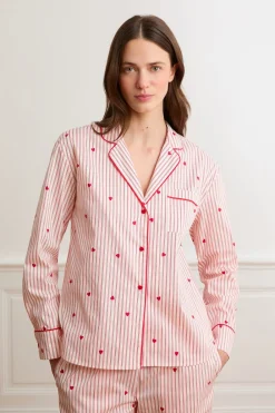 Outlet ETAM Camisa a rayas y corazones de algodón IMP FD BLANCO
