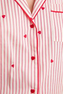 Outlet ETAM Camisa a rayas y corazones de algodón IMP FD BLANCO