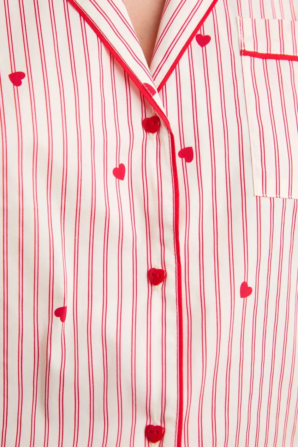 Outlet ETAM Camisa a rayas y corazones de algodón IMP FD BLANCO