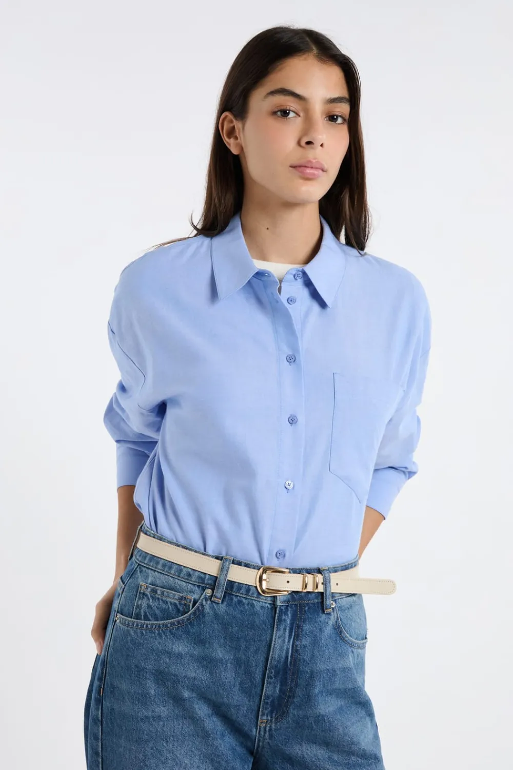 Online ETAM Camisa de algodón AZUL