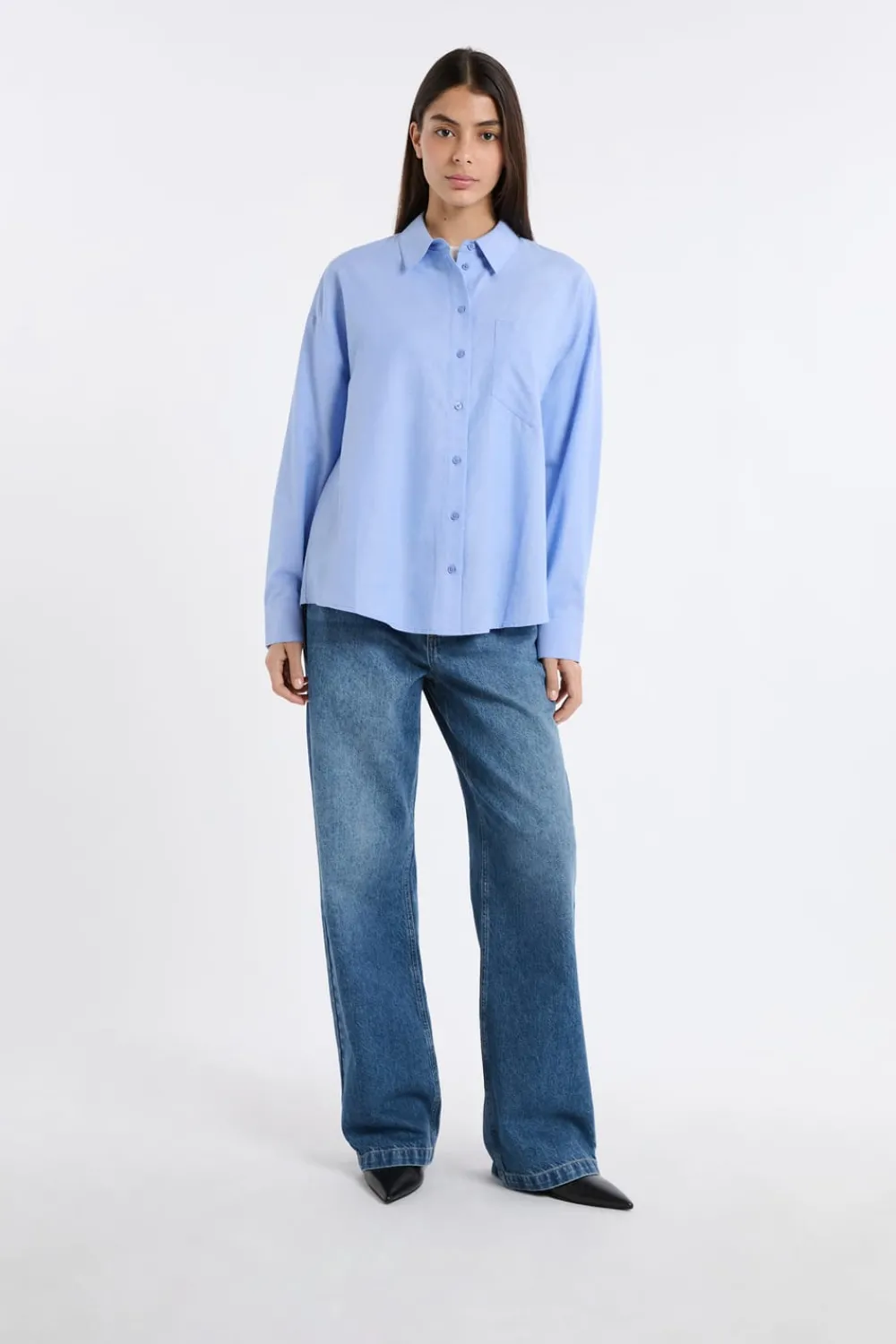 Online ETAM Camisa de algodón AZUL