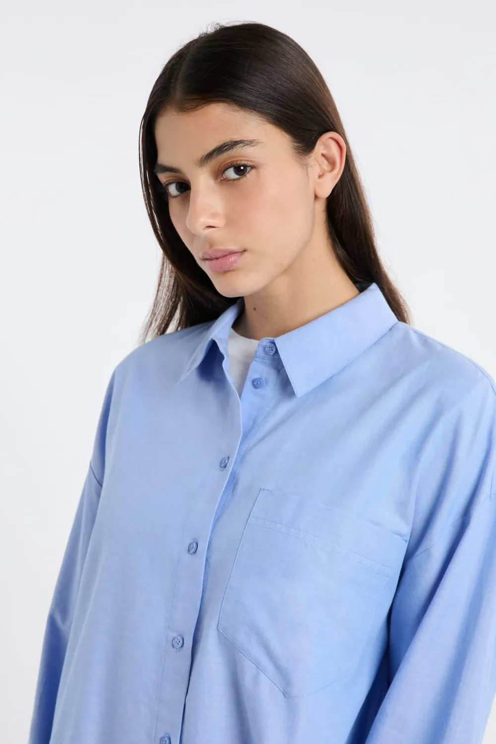 Online ETAM Camisa de algodón AZUL