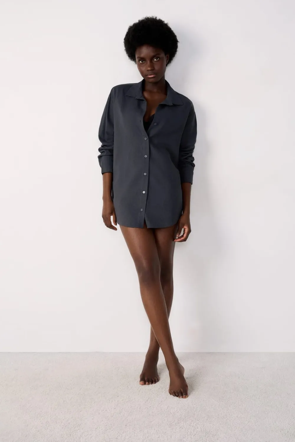 Hot ETAM Camisa de lino ANTRACITA