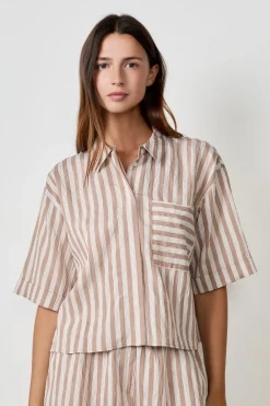 Discount ETAM Camisa de manga corta a rayas ESTAMPADO