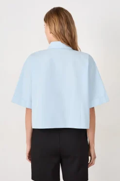 Sale ETAM Camisa de manga corta de algodón AZUL CLARO
