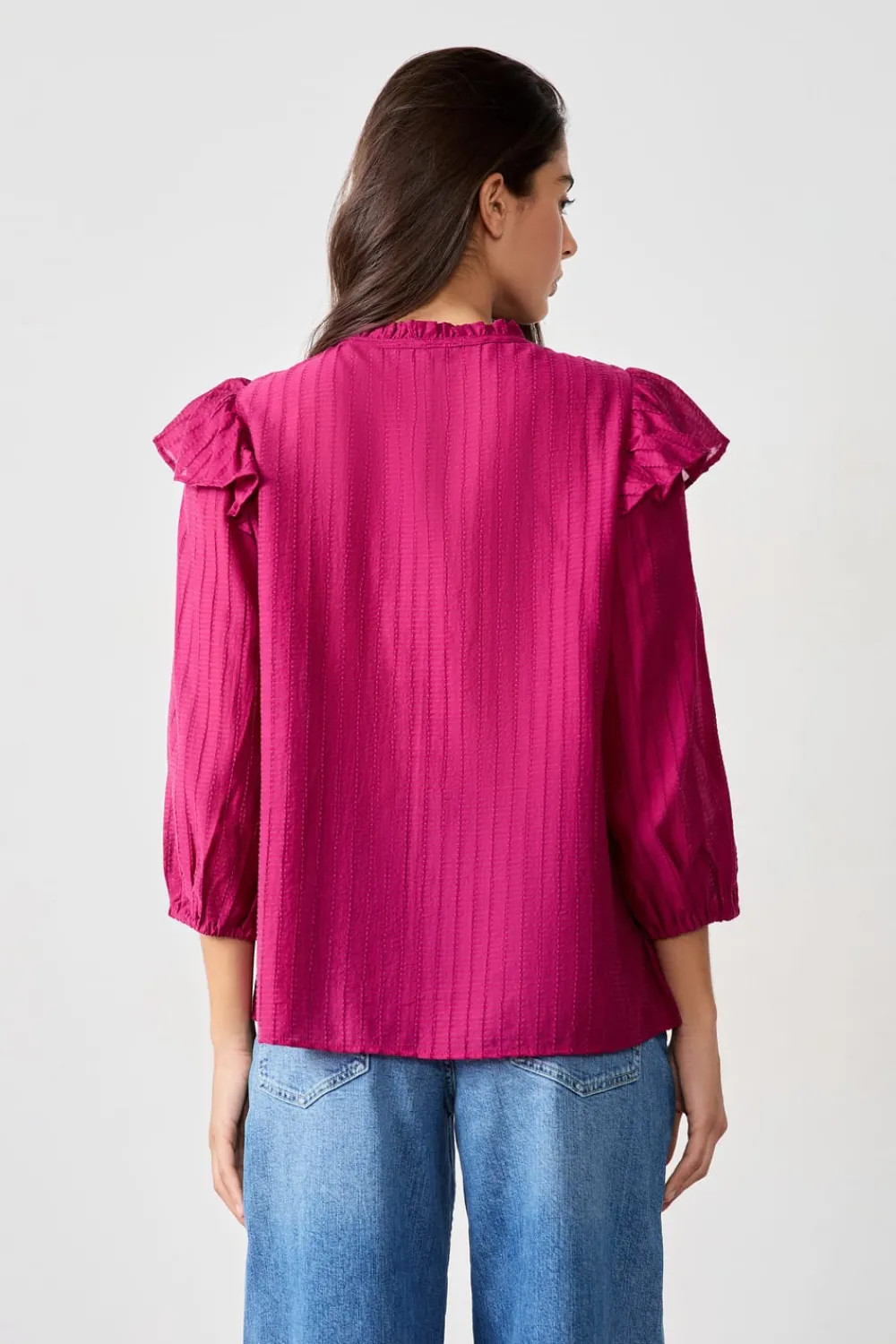 Sale ETAM Camisa de manga larga con volantes MORADO