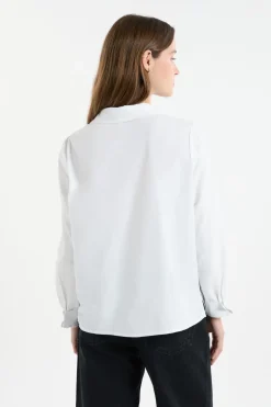 New ETAM Camisa de manga larga de algodón BLANCO