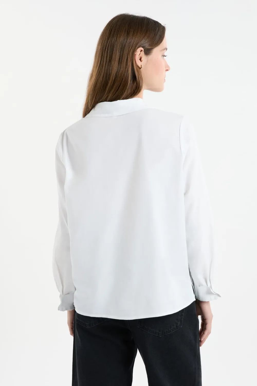 New ETAM Camisa de manga larga de algodón BLANCO