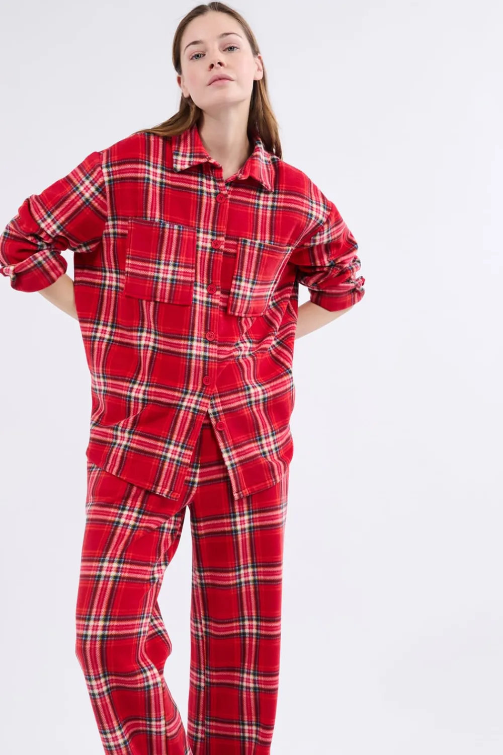 Outlet ETAM Camisa de pijama a cuadros ROJO