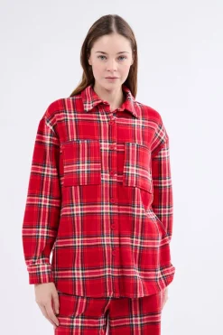 Outlet ETAM Camisa de pijama a cuadros ROJO