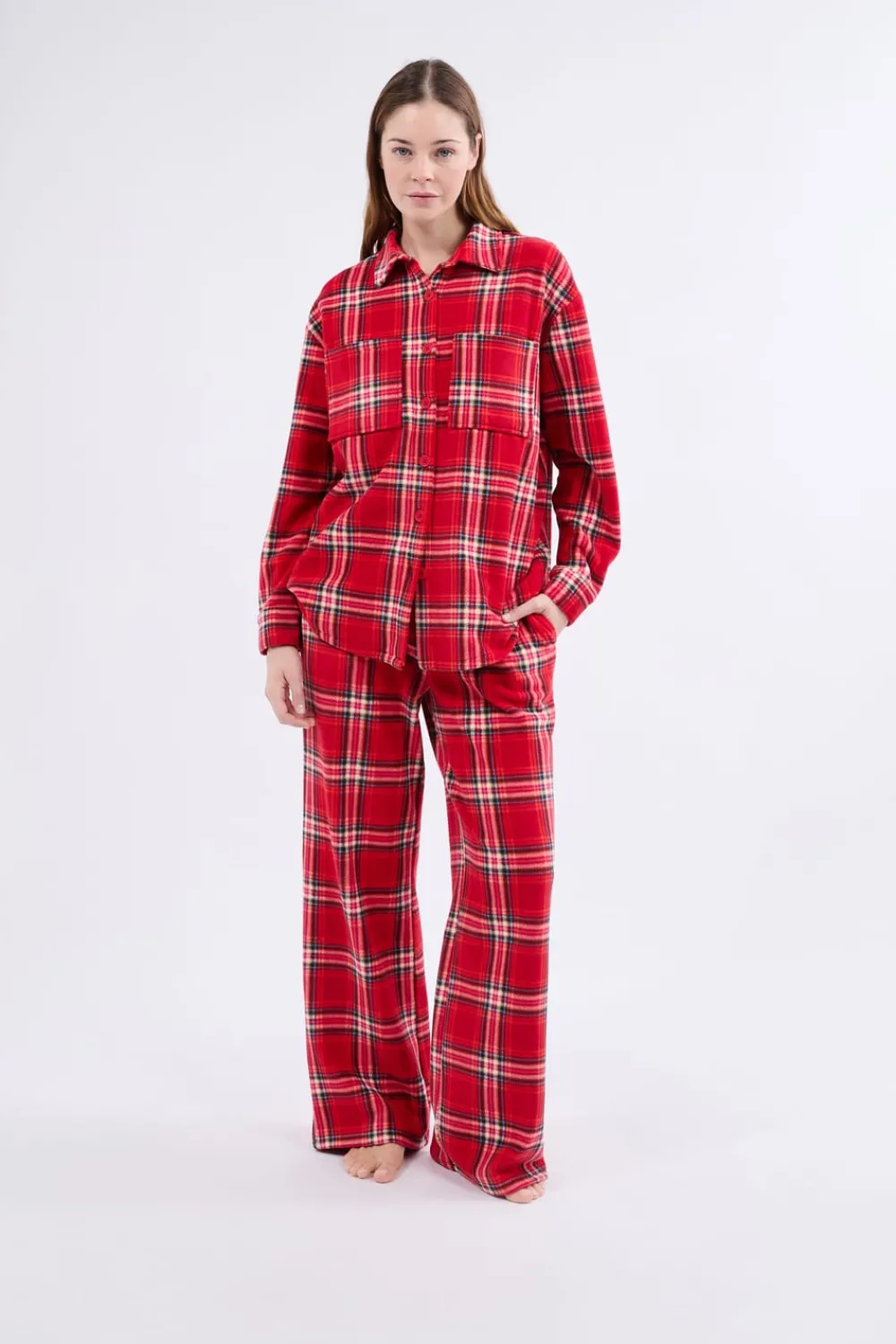 Outlet ETAM Camisa de pijama a cuadros ROJO