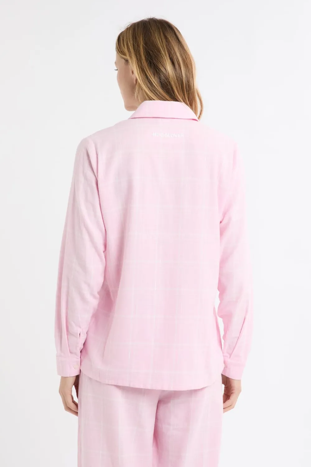 Sale ETAM Camisa de pijama a cuadros con estampado de perros en algodón ROSA