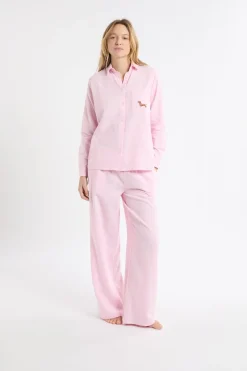 Sale ETAM Camisa de pijama a cuadros con estampado de perros en algodón ROSA