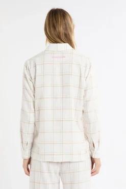 Best ETAM Camisa de pijama a cuadros con estampado de perros en algodón BEIGE