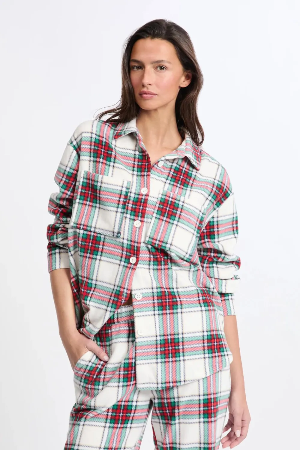 New ETAM Camisa de pijama a cuadros ROJO