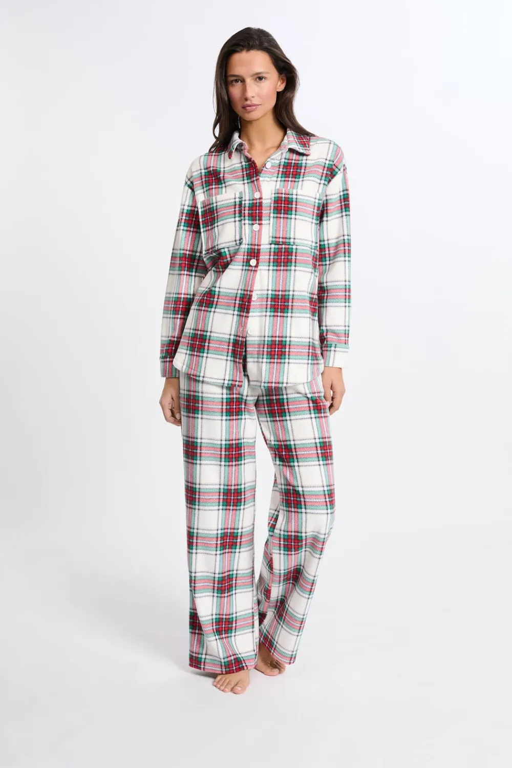 New ETAM Camisa de pijama a cuadros ROJO
