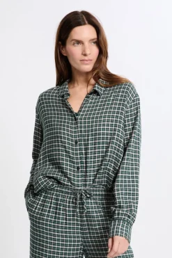 ETAM Camisa de pijama a cuadros VERDE