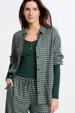 ETAM Camisa de pijama a cuadros VERDE