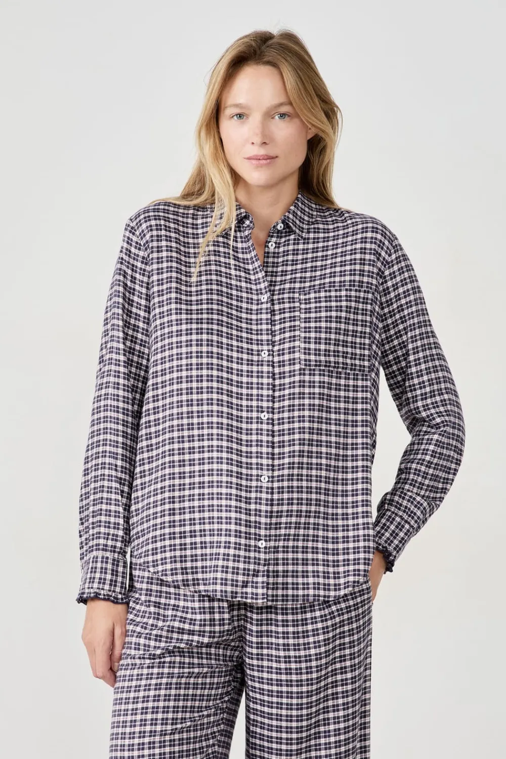 Hot ETAM Camisa de pijama a cuadros AZUL NOCHE